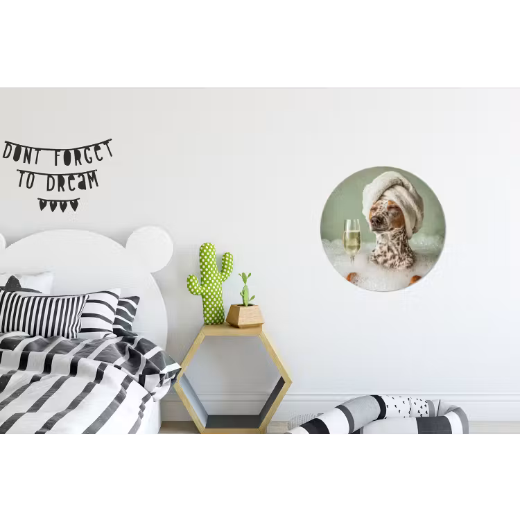 Hond - Bad - Champagne - Handdoek Wandcirkel aluminium klein -kinderkamer