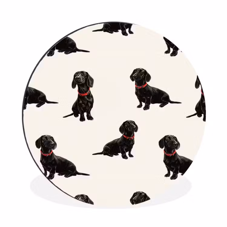 Hond - Patroon - Zwart Wandcirkel aluminium klein 190 -3d