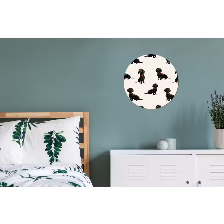 Hond - Patroon - Zwart Wandcirkel aluminium klein 190 -slaapkamer