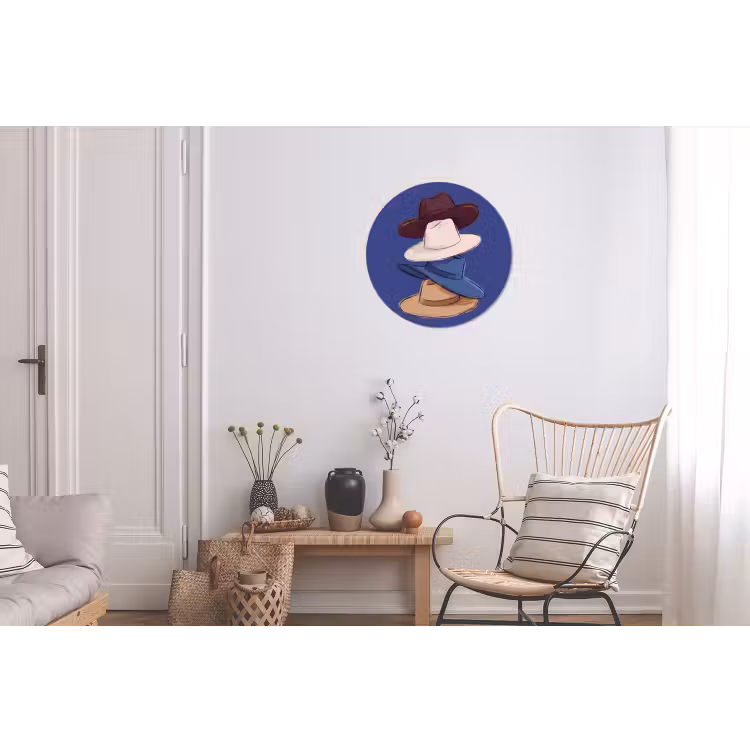 Hoeden - Gestapeld - Mode - Kleurrijk - Illustratie Wandcirkel aluminium klein -woonkamer