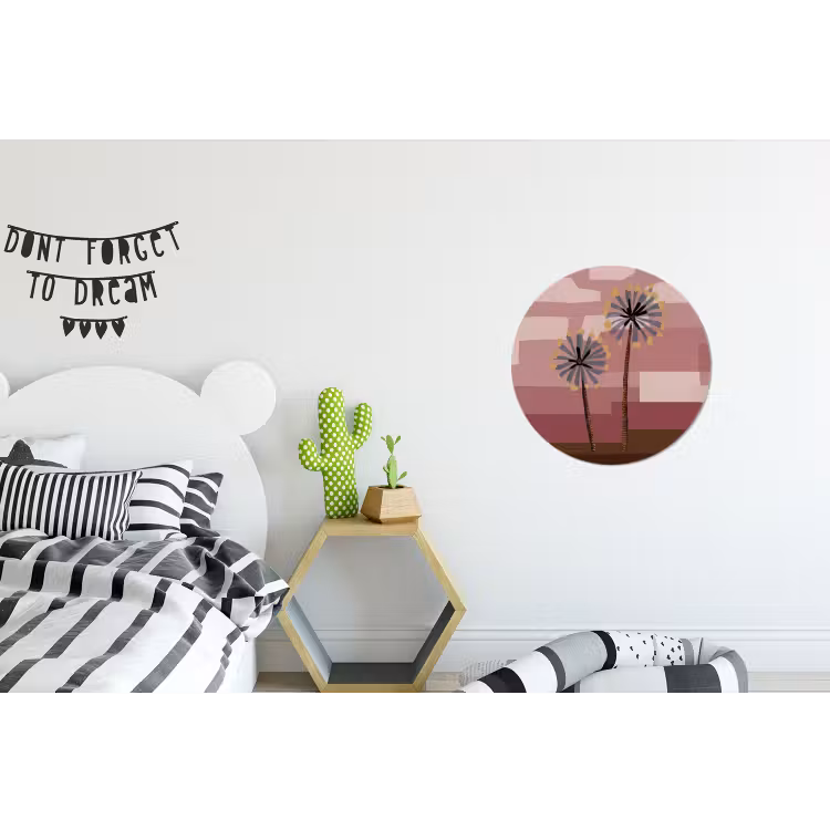 Illustratie - Bloemen - Vlakken - Abstract Wandcirkel aluminium klein -kinderkamer
