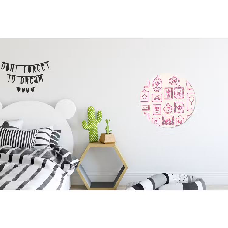 Illustratie - Collectie - Kunst - Minimalistisch - Roze Wandcirkel aluminium klein -kinderkamer