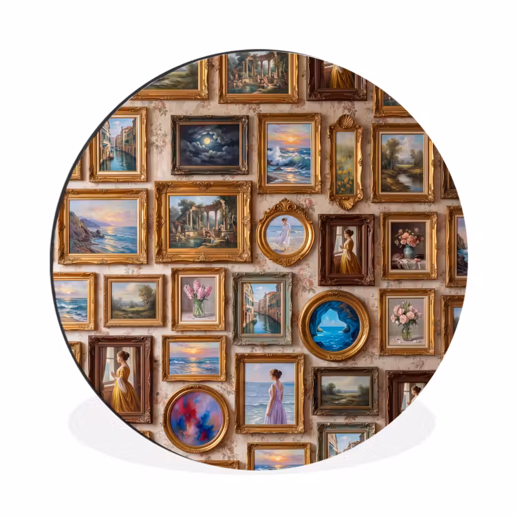 Interieur - Kunst - Collectie - Klassiek - Goud Wandcirkel aluminium klein -3d