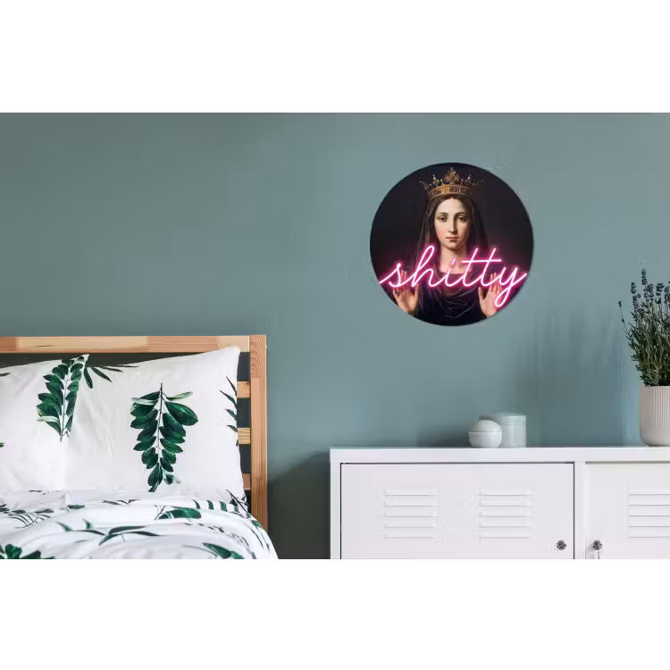 Ironisch - Tekst - Neon Wandcirkel aluminium klein -slaapkamer