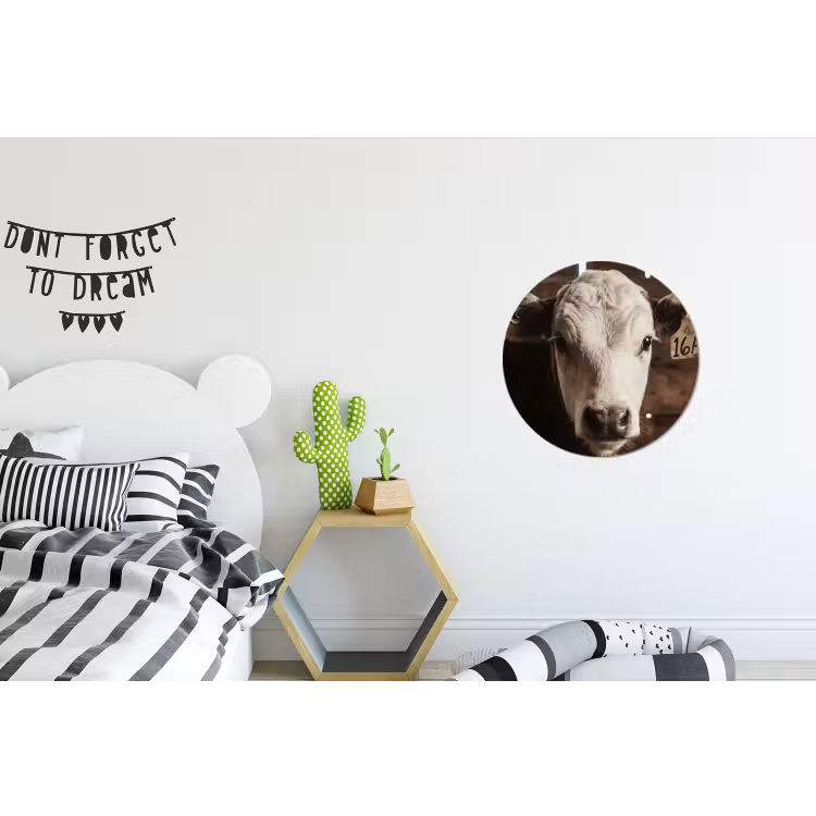 Kalf - Oormerk - Houten stal Wandcirkel aluminium klein -kinderkamer