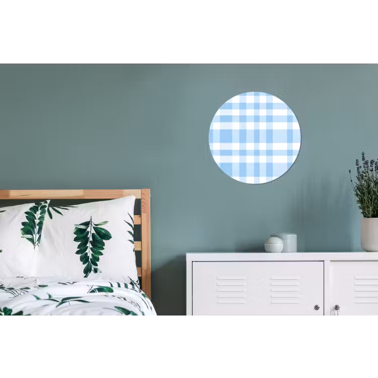 Ruit - Patroon - Blauw Wandcirkel aluminium klein 190 -slaapkamer