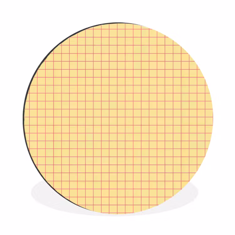 Ruitjes - Grid - Minimalistisch - Geel - Roze Wandcirkel aluminium klein 190 -3d