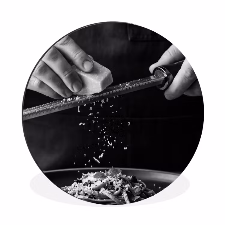 Kaas - Pasta - Rasp Wandcirkel aluminium klein -3d