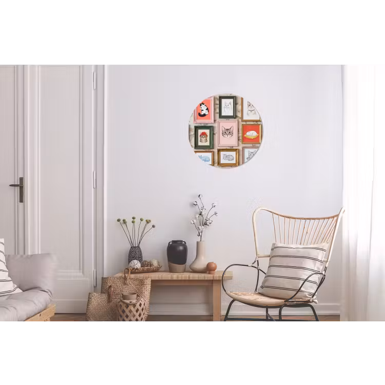 Kat - Portret - Dieren - Illustratie - Lijst Wandcirkel aluminium klein -woonkamer