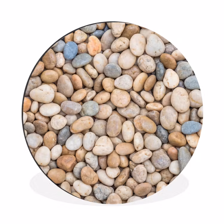 Kiezelstenen - Natuur - Textuur - Beige - Grijs Wandcirkel aluminium klein -3d