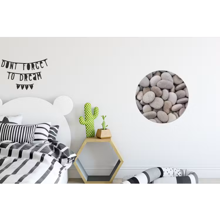 Kiezels - Stenen - Grijs Wandcirkel aluminium klein -kinderkamer