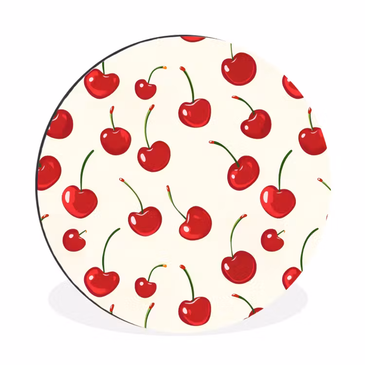 Kersen - Minimalistisch - Rood Wandcirkel aluminium klein 190 -3d