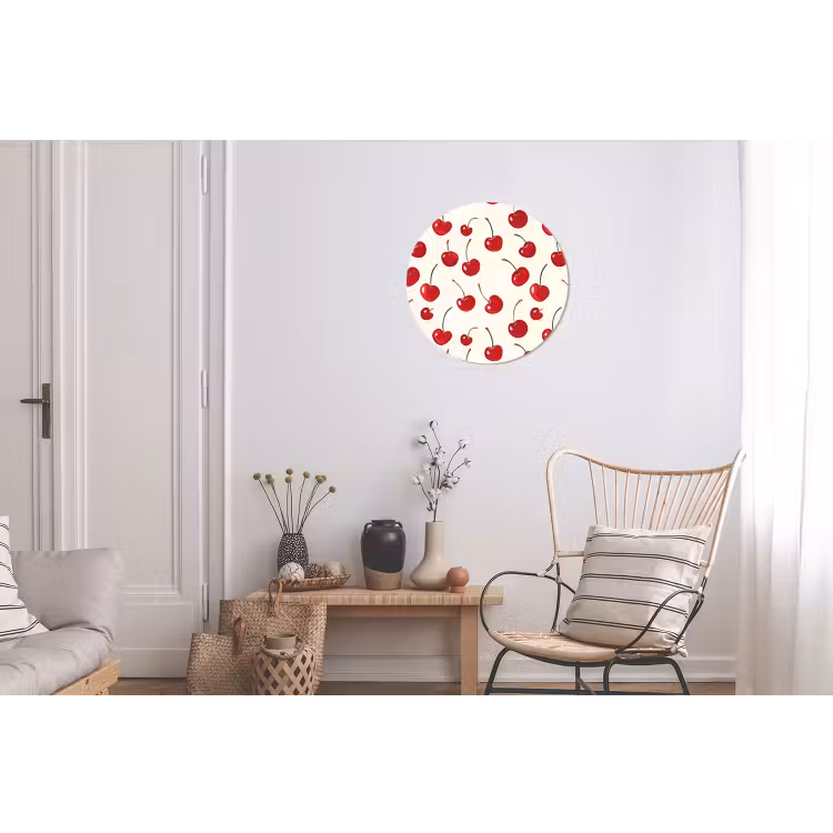 Kersen - Minimalistisch - Rood Wandcirkel aluminium klein 190 -woonkamer