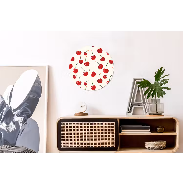 Kersen - Minimalistisch - Rood Wandcirkel aluminium klein 190 -kantoor