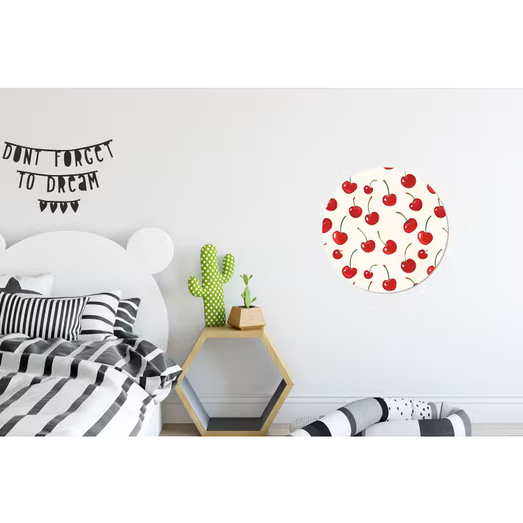 Kersen - Minimalistisch - Rood Wandcirkel aluminium klein 190 -kinderkamer