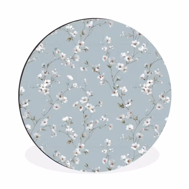 Klassiek - Bloemen - Blauw Wandcirkel aluminium klein 190 -3d