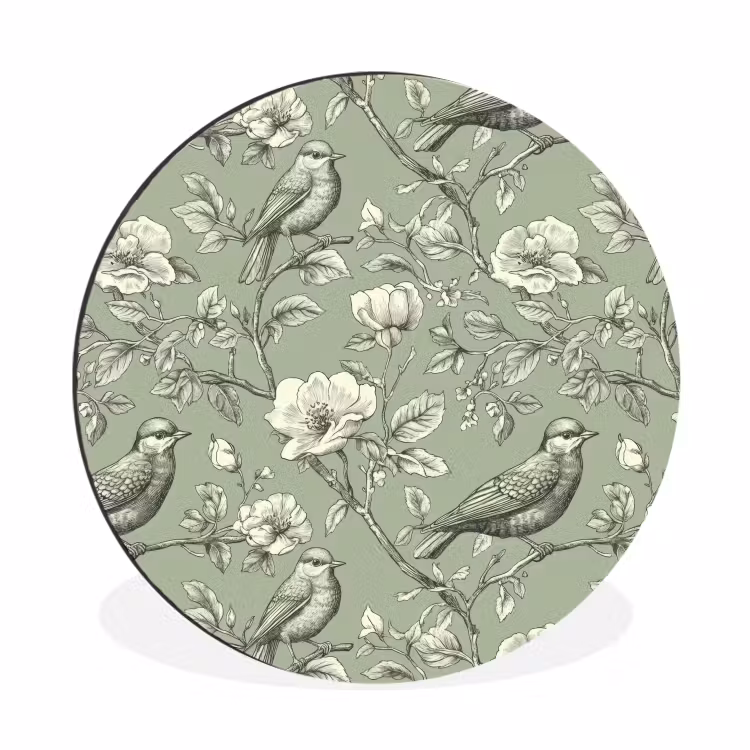 Klassiek - Botanisch - Groen Wandcirkel aluminium klein 190 -3d