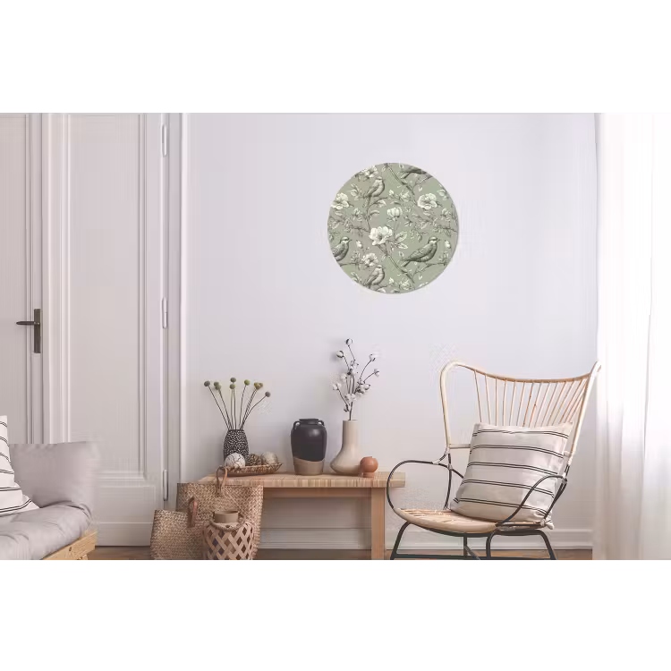 Klassiek - Botanisch - Groen Wandcirkel aluminium klein 190 -woonkamer