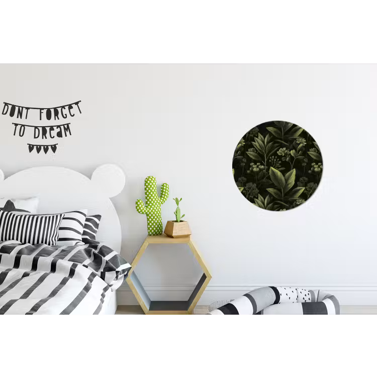 Klassiek - Donker - Botanisch - Planten Wandcirkel aluminium klein 190 -kinderkamer
