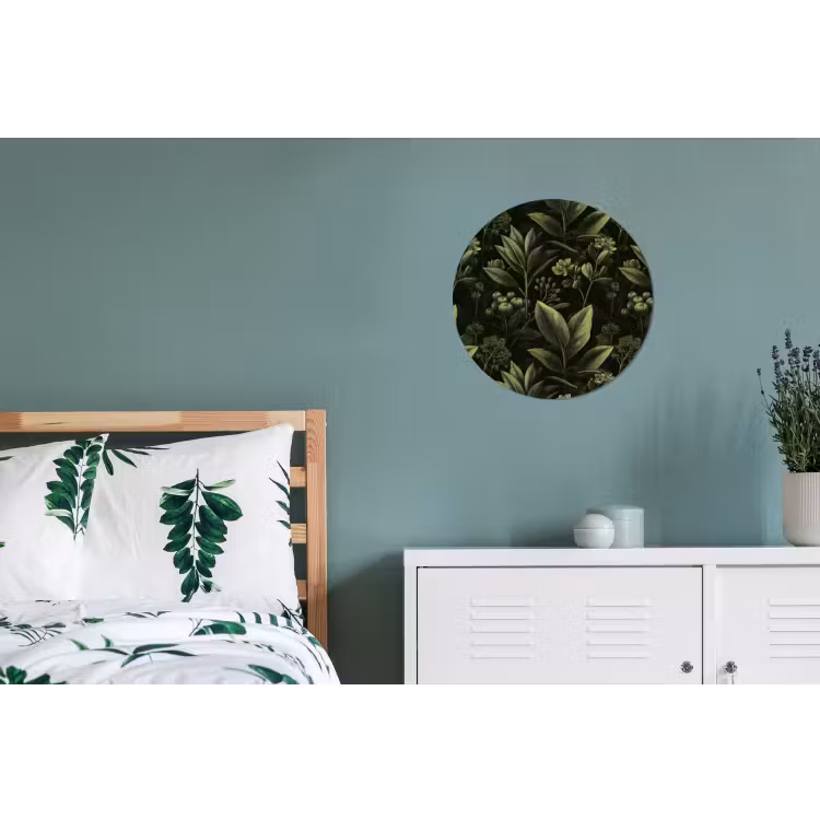 Klassiek - Donker - Botanisch - Planten Wandcirkel aluminium klein 190 -slaapkamer