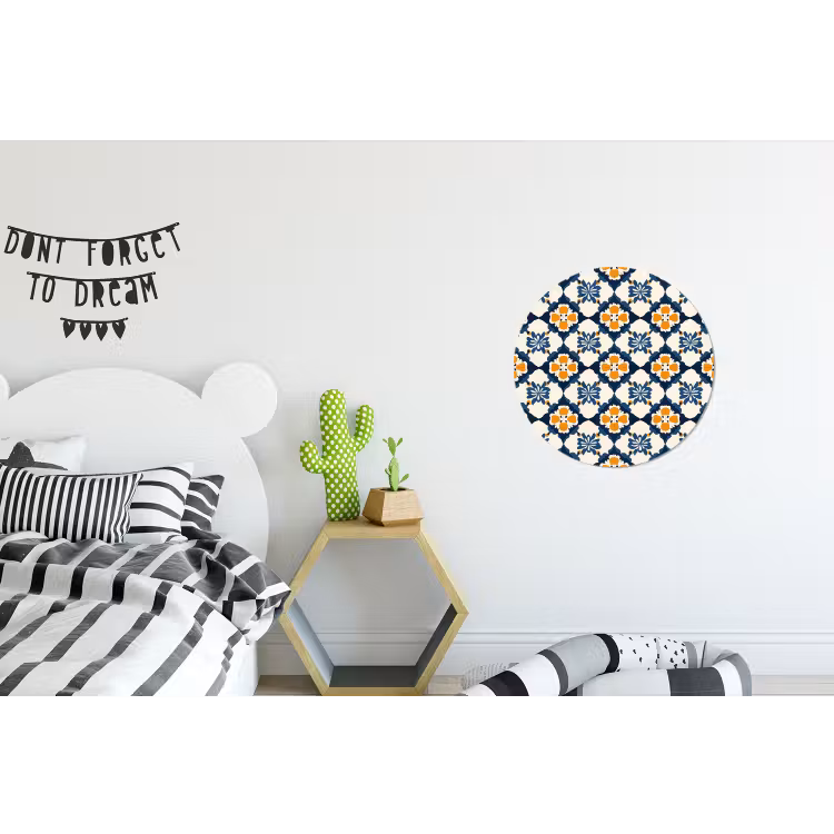 Klassiek - Geometrisch - Blauw Wandcirkel aluminium klein 190 -kinderkamer