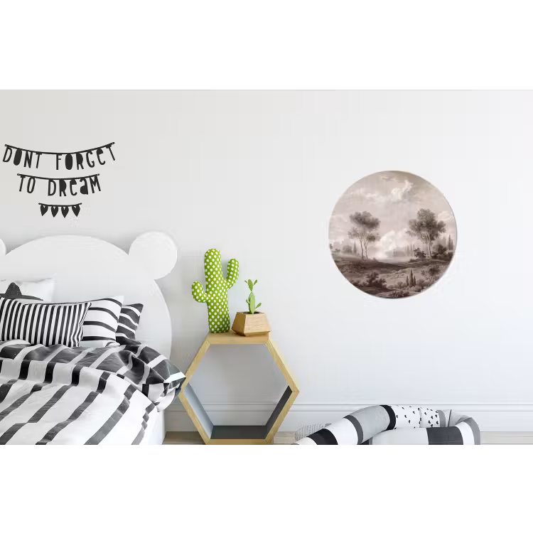 Klassiek - Landschap - Neutraal Wandcirkel aluminium klein -kinderkamer