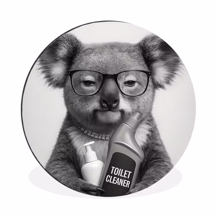 Koala - Bril - Toilet Wandcirkel aluminium klein -3d