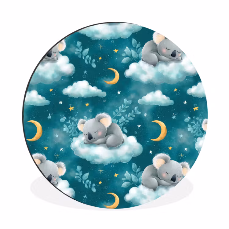 Koala's - Betoverend - Blauw Wandcirkel aluminium klein 190 -3d