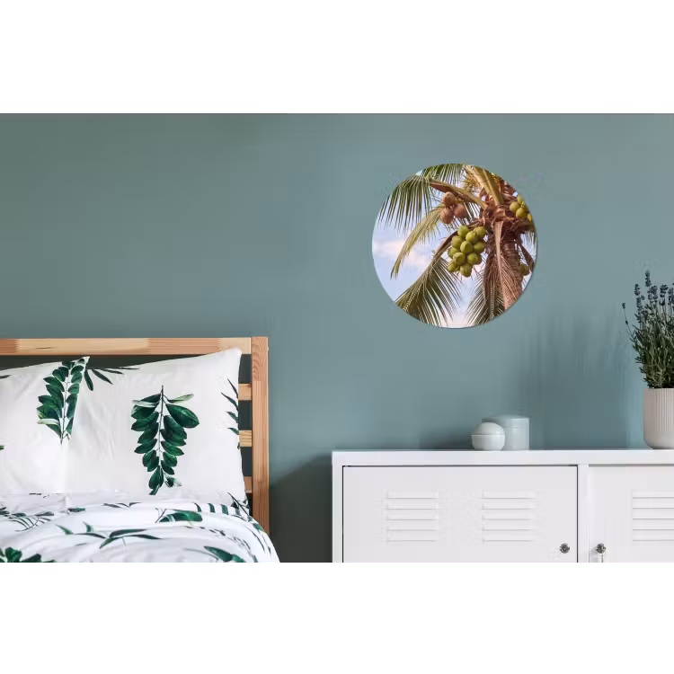 Kokosnoot - Boom - Tropisch - Natuur - Groen Wandcirkel aluminium klein -slaapkamer