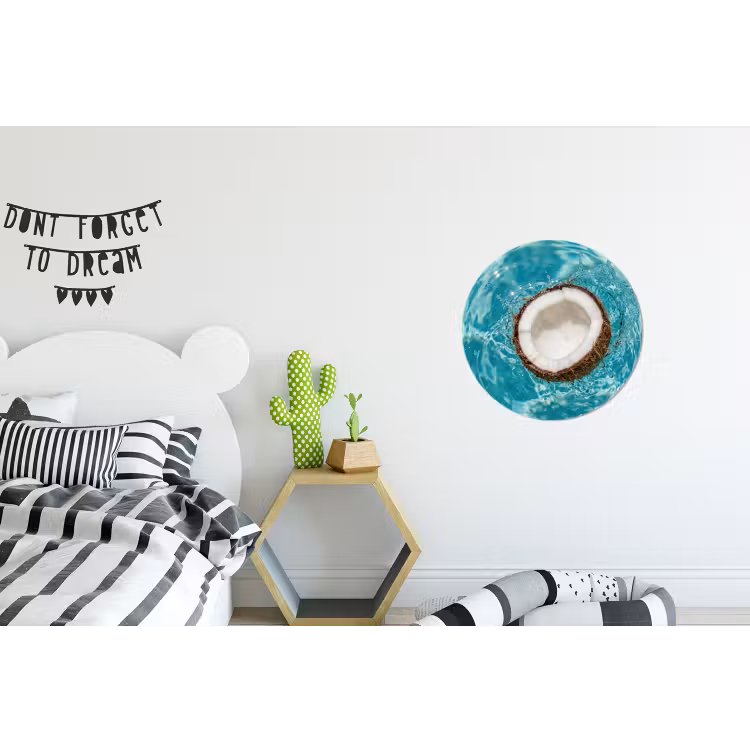 Kokosnoot - Water - Wit Wandcirkel aluminium klein -kinderkamer