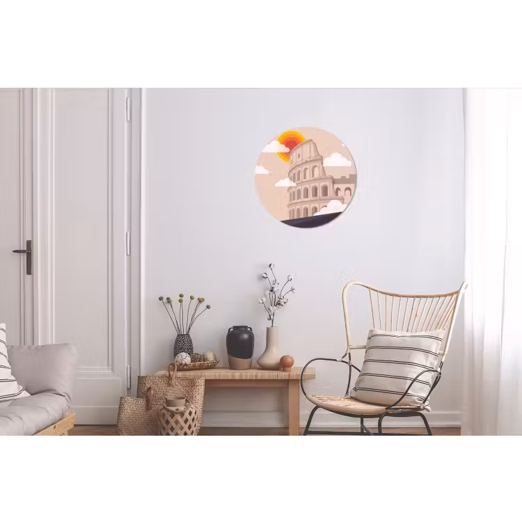 Colosseum - Zonsopgang - Rome - Architectuur - Beige Wandcirkel aluminium klein -woonkamer