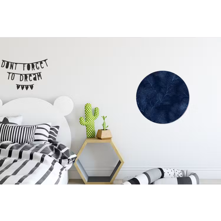 Koraal - Takken - Patroon - Nachtblauw Wandcirkel aluminium klein 190 -kinderkamer