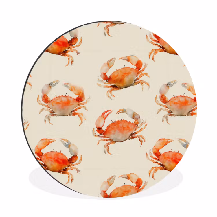 Krabben - Patroon - Oranje Wandcirkel aluminium klein 190 -3d