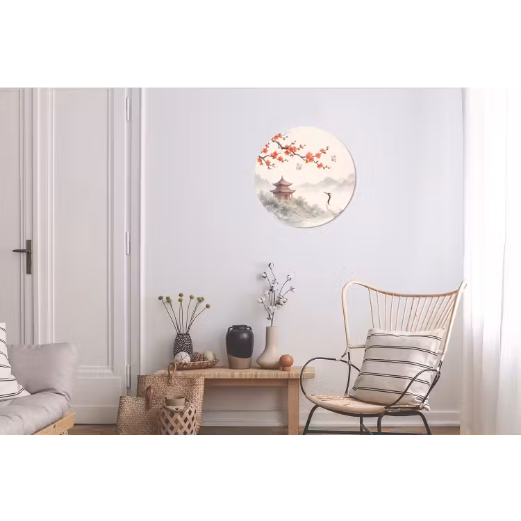 Kraanvogel - Azië - Klassiek Wandcirkel aluminium klein -woonkamer