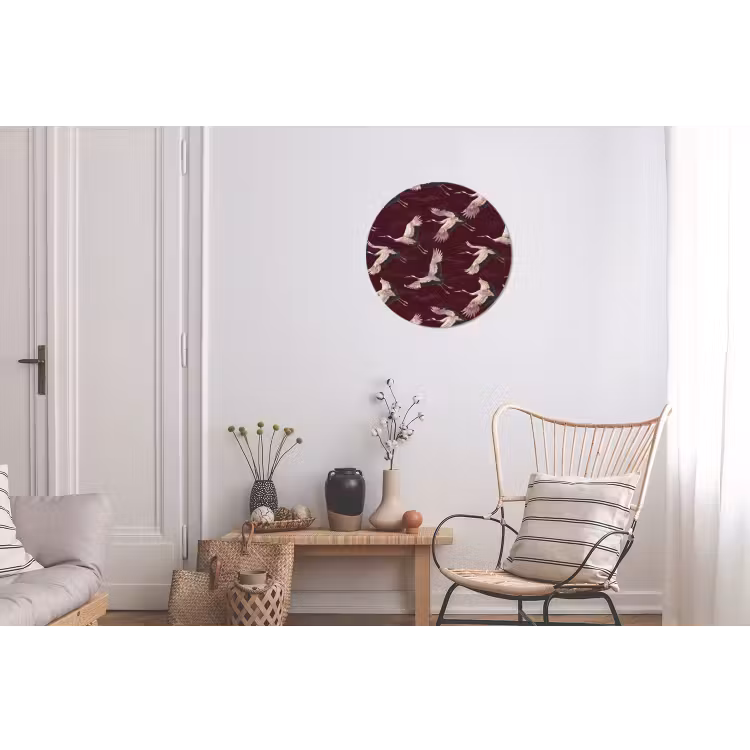 Kraanvogels - Klassiek - Bordeaux Wandcirkel aluminium klein 190 -woonkamer