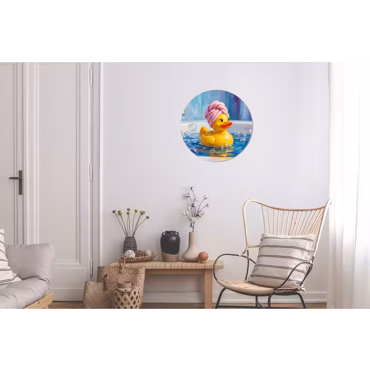 Creatief - Badeend - Kleurrijk Wandcirkel aluminium klein -woonkamer