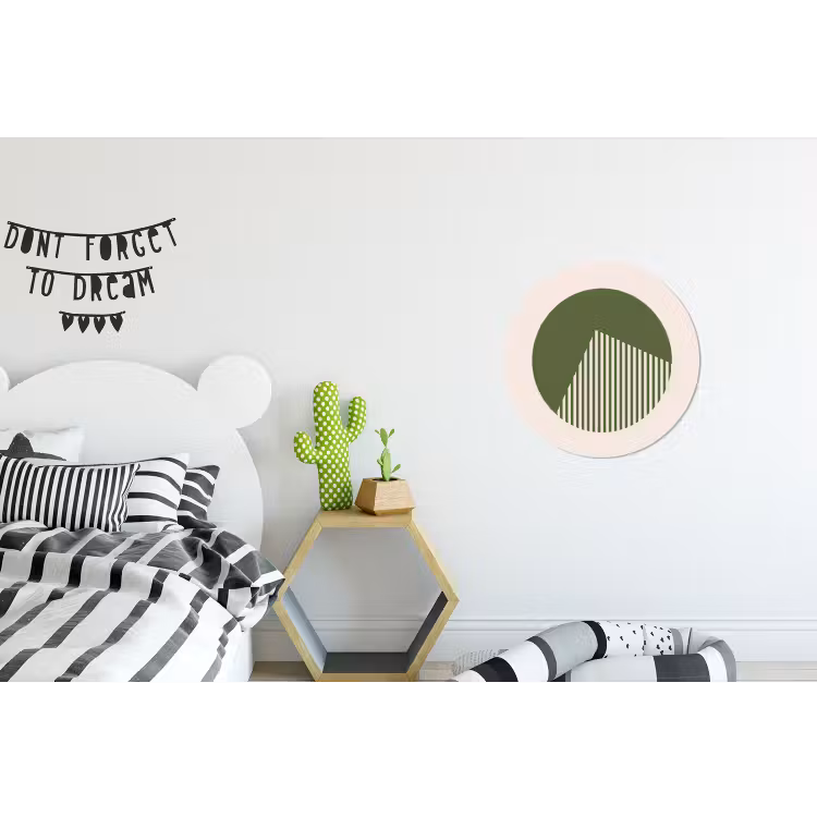 Cirkel - Strepen - Geometrisch - Abstract - Groen Wandcirkel aluminium klein -kinderkamer