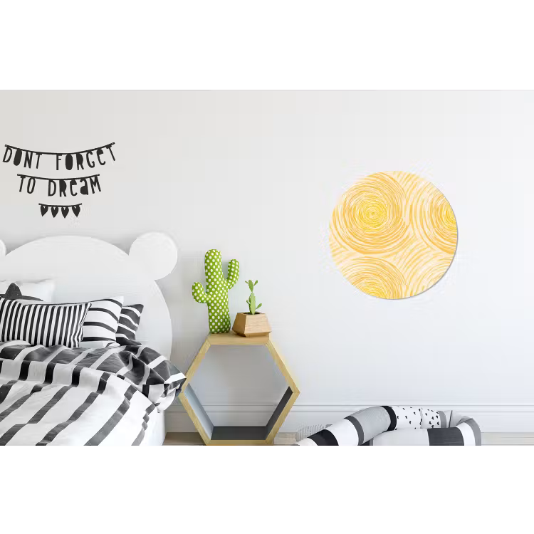 Cirkels - Abstract - Artistiek - Geel Wandcirkel aluminium klein 190 -kinderkamer