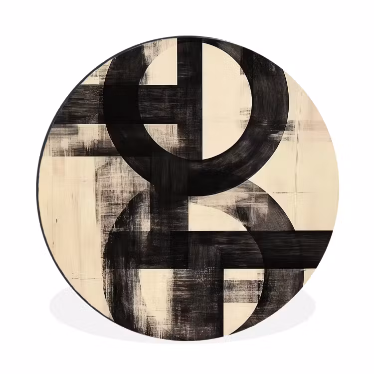Cirkels - Balken - Zwart - Abstract Wandcirkel aluminium klein -3d
