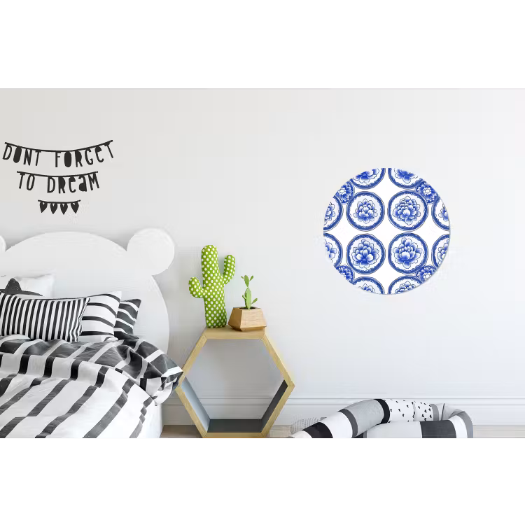 Cirkels - Bloemen - Blauw Wandcirkel aluminium klein 190 -kinderkamer