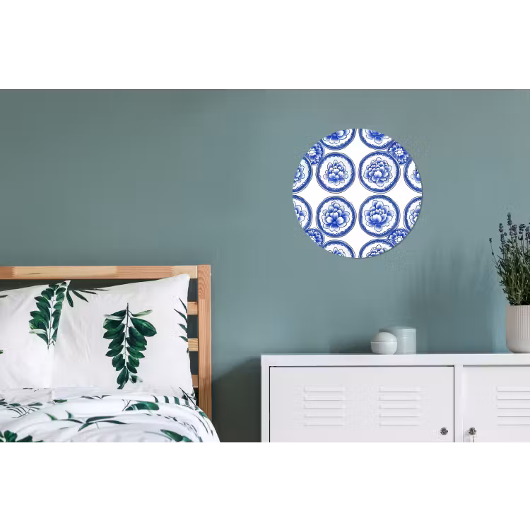 Cirkels - Bloemen - Blauw Wandcirkel aluminium klein 190 -slaapkamer