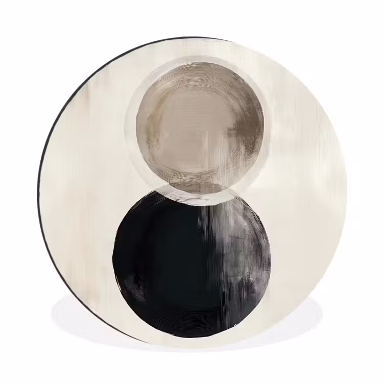 Cirkels - Vorm - Beige - Abstract Wandcirkel aluminium klein -3d