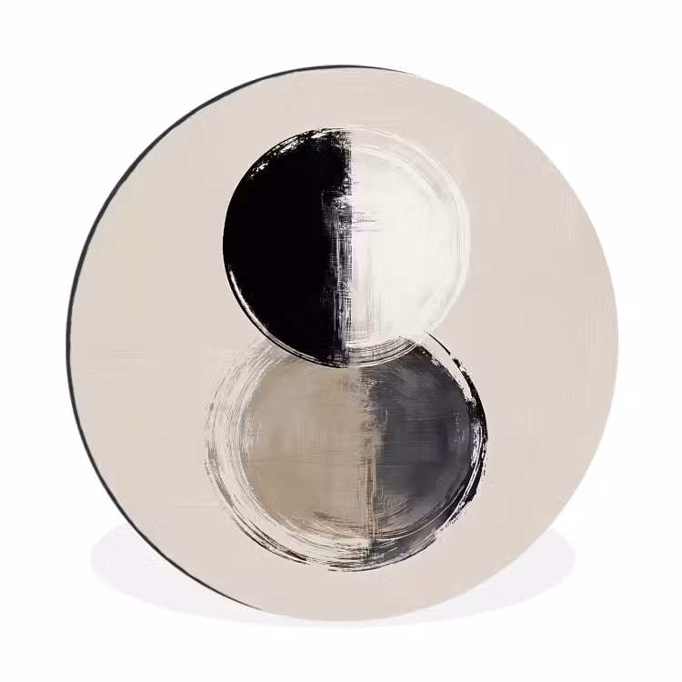 Cirkels - Strepen - Minimalistisch - Zwart Wandcirkel aluminium klein -3d
