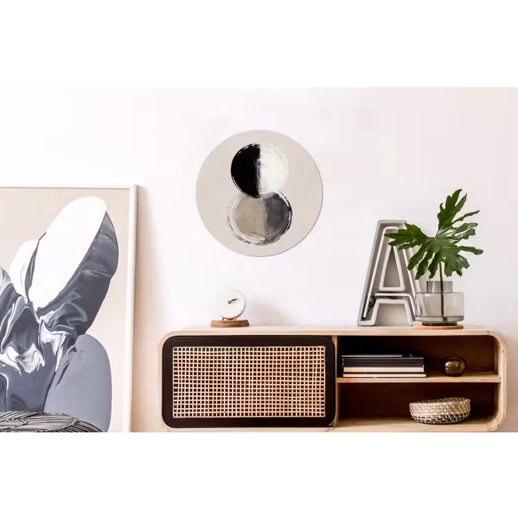 Cirkels - Strepen - Minimalistisch - Zwart Wandcirkel aluminium klein -kantoor