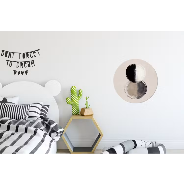 Cirkels - Strepen - Minimalistisch - Zwart Wandcirkel aluminium klein -kinderkamer
