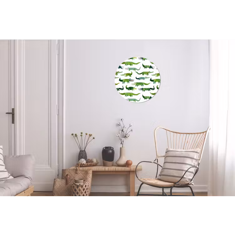 krokodillen - Speels - Groen Wandcirkel aluminium klein 190 -woonkamer