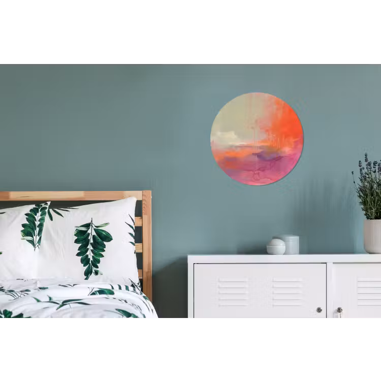 Kunst - Vloeiend - Overgangen - Oranje Wandcirkel aluminium klein -slaapkamer