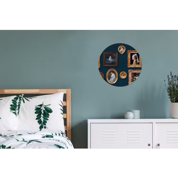 Kunst - Schilderijen - Decoratie - Klassiek - Groen Wandcirkel aluminium klein -slaapkamer