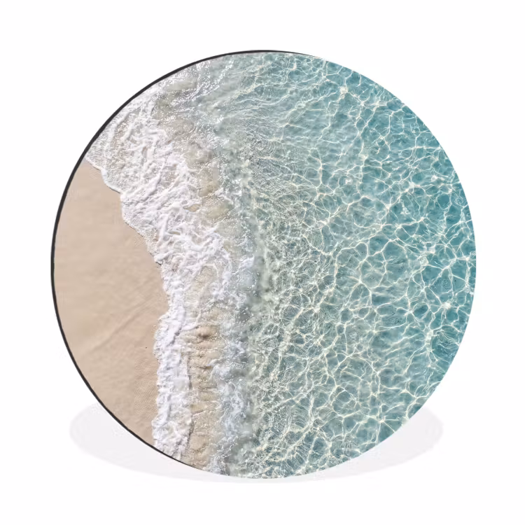 Kust - Zand - Blauw Wandcirkel aluminium klein -3d