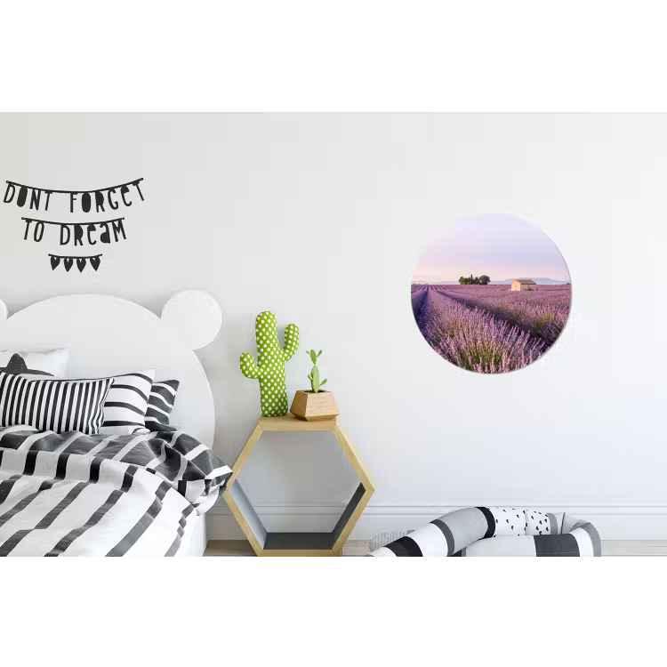 Lavendel - Landschap - Sereen - Paars Wandcirkel aluminium klein -kinderkamer